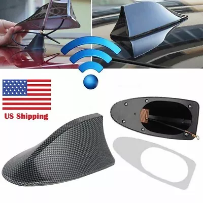 $8.45 • Buy Universal Shark Fin Roof Car Antenna Carbon Fiber Black Radio FM/AM Antena Cover