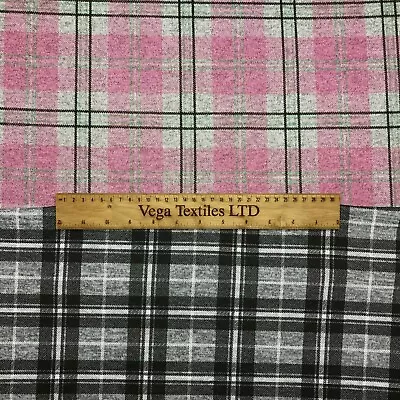 £5.99 • Buy Checked Knit Jersey Fabric Grey Melange 55  Wide - 3 Variations