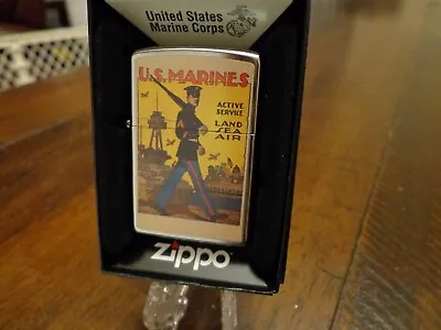 United States Marine Corps Usmc Land Sea Air Wwii Poster Zippo Lighter Mint • $27.95