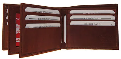 MENS 3 ID Wallet Cow Leather Bifold Multiple Card Holder Double Center Flap • $18.99
