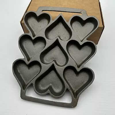 Vtg Cast Iron Heart Shape Muffin Cookie Baking Pan/Mold 9 X7  John Wright • $20.95