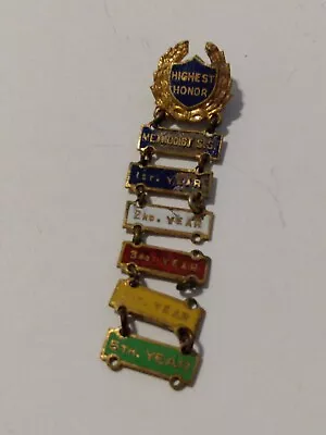 Highest Honor Methodist Sunday School Attendance Award 5 Years Vintage Lapel Pin • $12