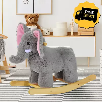 Plush Toy Rocking Horse Elephant Style Ride On Rocker W/ Songs Baby Kids Child • £41.95