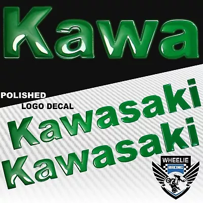 2x 8 X 1.25  3d Polish Abs/shiny Emblem Decal Logo+letter Sticker Kawasaki Green • $11.88