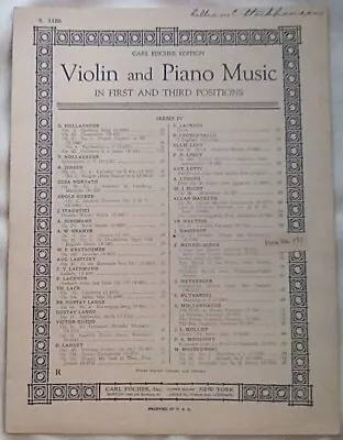 Melodie: Violin And Piano Music In First And Third Positions (1901 Sheet Music) • $9.99