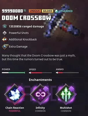 Minecraft Dungeons - Doom Crossbow Unique Gilded (Xbox)(PS4)(Switch)(PC) 🔥 • $7