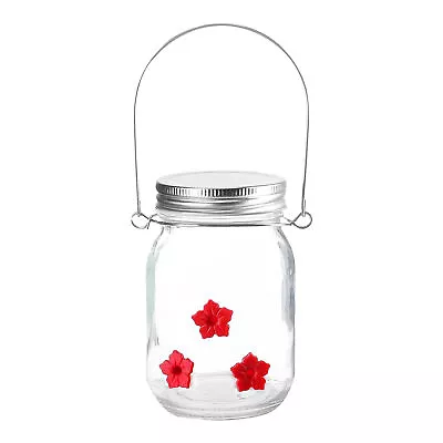 Outdoor Flower Hummingbird Mason Jar Bird Dish Feeder Yard Garden Decoration • $10.87