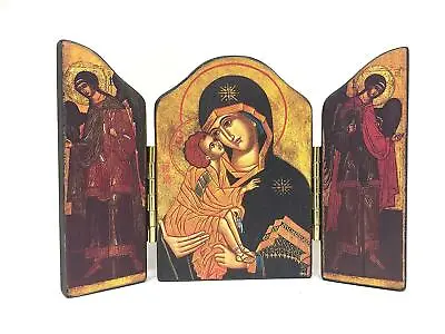 £17.95 • Buy Virgin Mary And Baby Jesus Triptych Picture Icon Religious Wall Plaque Decor