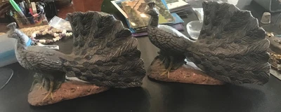 $9 • Buy Vintage PEACOCK Figurines Hand Painted Beauties LOOK!! 8-1/2” L 6” Tall