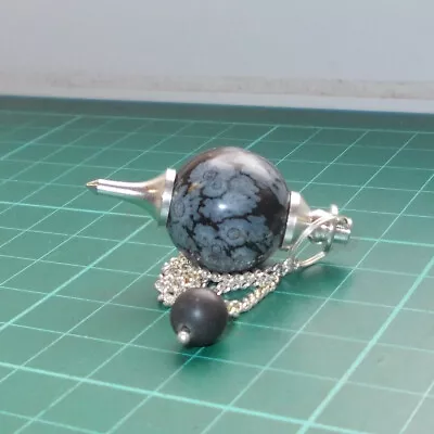 Auction Snowflake Obsidian Ball Dowsing Pendulum Gemstone Crystal Dowser • £0.99