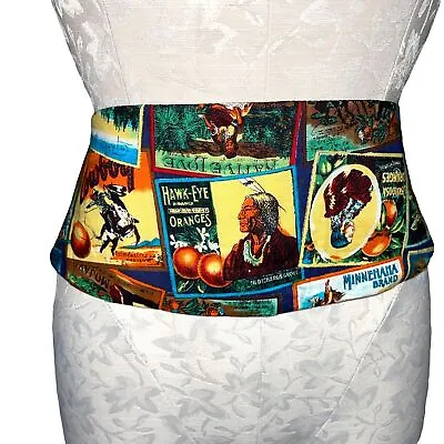 Vintage Mens Cummerbund One Size Indian Print Adjustable Multicolor Cotton • $28.20