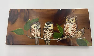 Vtg Owls Painted On Wood Signed B. Kotschi Farmhouse Cottage Core Retro Folk Art • $40