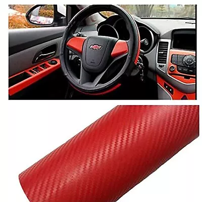 3D Carbon Fiber Vinyl Car DIY Wrap Sheet Roll Film Sticker Decal - Red Color 127 • $23.74