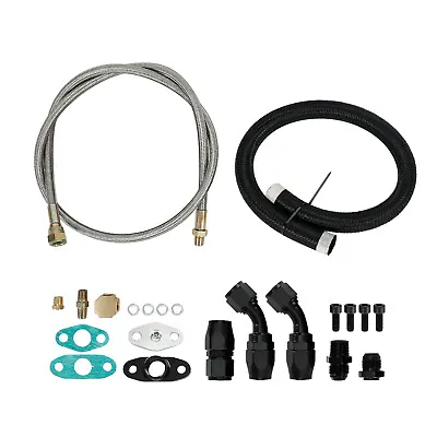 Turbo Oil Drain Return & Feed Line T3 T4 T04E T60 T61 T70 Complete Kit Black • $38.49