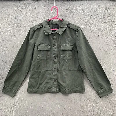 Sanctuary Women’s M Linen Blend Jacket Green Military Lightweight Button Up NWT • $30.23