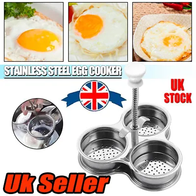 Egg Poacher Pan Stainless Steel Poached Egg Cooker Perfect Poached Egg Maker BO • £8.94
