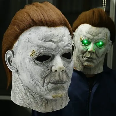 LED Michael Myers Mask Deluxe Adult Latex Halloween Horror Fancy Dress Killer • $15.99