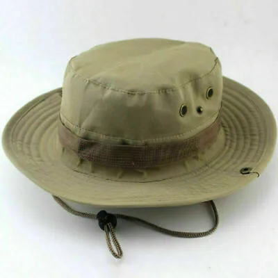 Men Camo Sun Hat Bucket Cargo Safari Bush Boonie Summer Fishing Hats Cap Outdoor • £4.38