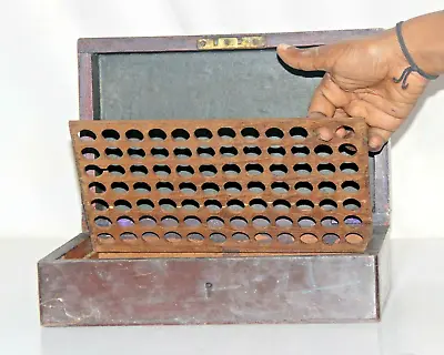 1950 Vintage Wooden Medical Box Inside Test-tube Glass Flask Holder Old Original • $200