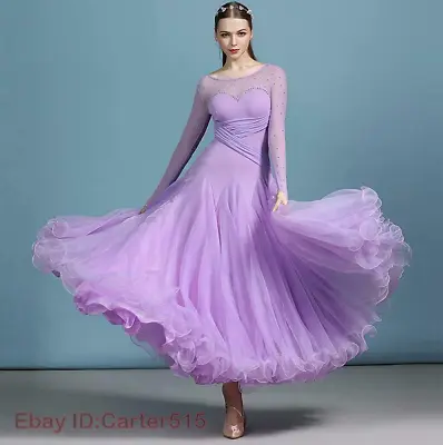 $125.66 • Buy Womens Waltz Latin Ballroom Modern Tango Dance Rhinestone Long Dress Ball Gown