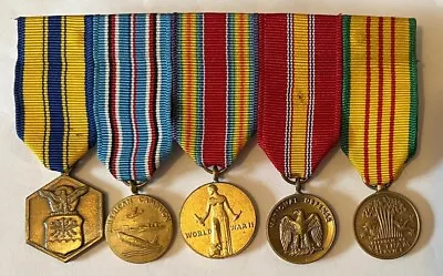 US Military WWII Vietnam Defense Campaign Medal Group Of 5 Miniatures • $120