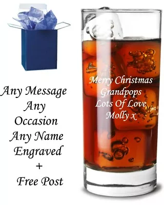 Personalised Engraved Highball Glass Highball Mixer 65th 70th 75th 80th Birthday • £9.95