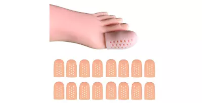 16 Piece Gel Toe Caps Slim Cushion Comfortable Breathable Silicone Cap Protector • $10.59