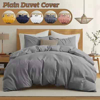 Luxury Duvet Cover King Size Ultra Soft Microfiber Quilt Cover Plain Bedding Set • £12.99