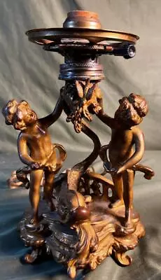 $165 • Buy Antique Old Spelter Cheub Children Dolphin Fish Spelter French Art Nouveau Lamp
