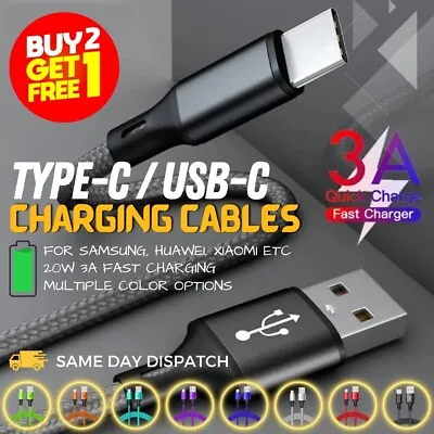 £3.99 • Buy Type C Cable For Samsung S8 S9 S10+ S20+ Charging Fast Charger Phone Lead USB-C