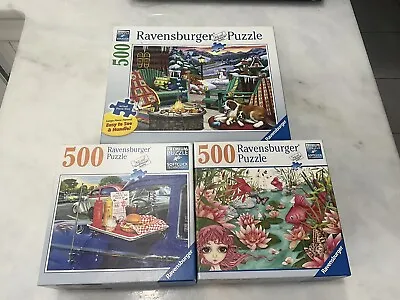 Ravensburger Puzzle  500/Pc Lot Of 3 CERTIFIED COMPLETE • $21.95