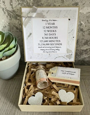£22.99 • Buy Personalised 1st 1 Year Wedding Anniversary Handmade Gift Of Paper Keepsake Gift