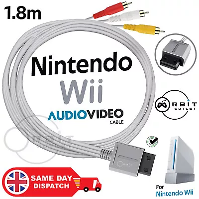 Nintendo Wii TV Cable Wii U AV Lead Composite Audio Video Wire RCA 1.8M RVL-009 • £4.59