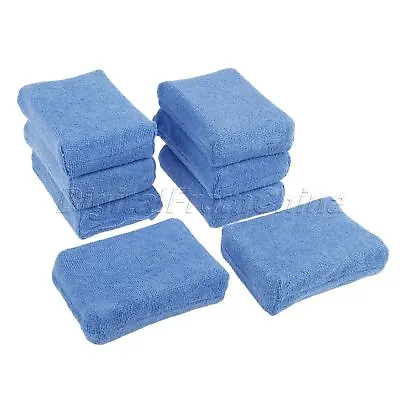 8x Blue Microfiber Applicator Sponge Pads For Polishing Cleaning Wax Car Details • $8.64