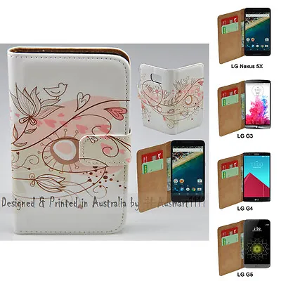 For LG Series - Retro Floral Theme Print Wallet Mobile Phone Case Cover • $13.98