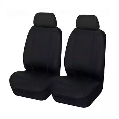 Universal Front Seat Covers Size 30/35 | Black/Blue Stitching • $57