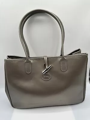 LONGCHAMP Roseau GrayLeather Tote Shoulder Handbag • $74.99