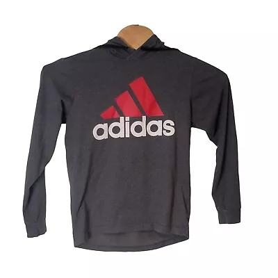 Adidas Pull Over Hooded Shirt Size Men's Small Gray Graphic Logo Long Sleeves • $16.99