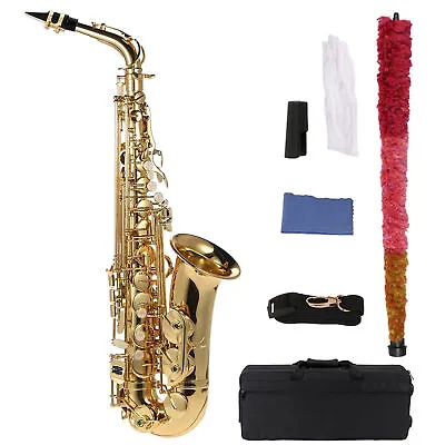 Alto Saxophone Brass Lacquered Gold Eb E Flat Sax W/ Carry Case Mouthpiece E5K1 • $209.99