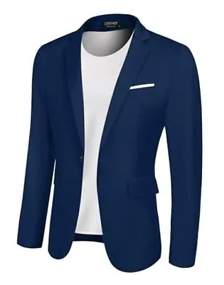  Men's Slim Fit Casual Blazers Lightweight Sport Coats One Button X-Small Blue • $95.18