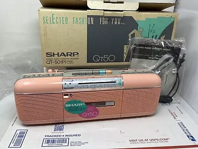 NEW In Box! Vintage SHARP QT-50p Pink AM/FM Radio Cassette Accessories Box Wow • $1699