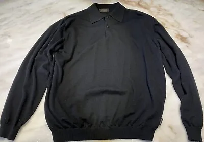 Versace Men’s Medium Solid Black Button Up Luxury Sweatshirt Preowned • $49.95