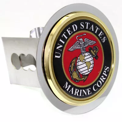 US Marine Corps Logo Chrome Tow 2  Receiver Hitch Cover Stainless Steel Plug  • $39.95