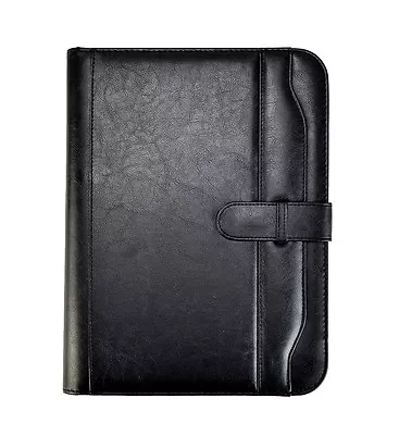 Black A4 Conference Folder Executive Portfolio Case With Closure Belt -  CL-662 • £9.99