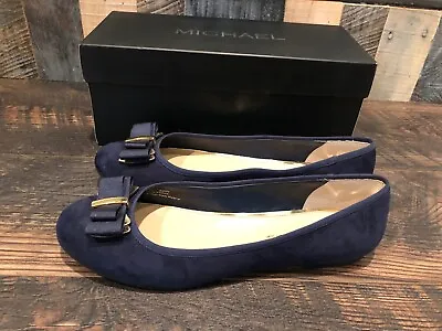Michael By Shannon Gabby Blue & Gold Bow Flat Women's Size 9.5 New In Box • $39.99