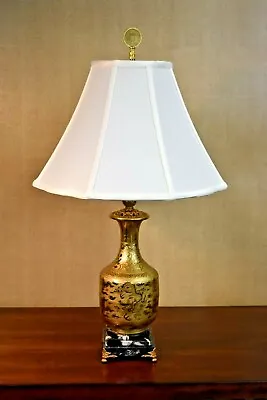 26  24k Gold Chinese Porcelain  Bottle Neck Vase Lamp  - Dragon - Jingdezhen • $199.50