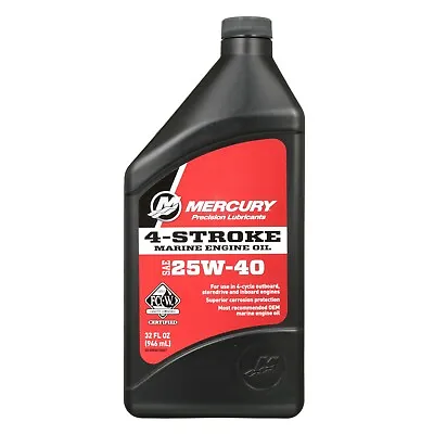 Mercury Mercruiser Quicksilver Four Stroke Oil  25W-40  One Qt OEM  92-8M0078627 • $13.95