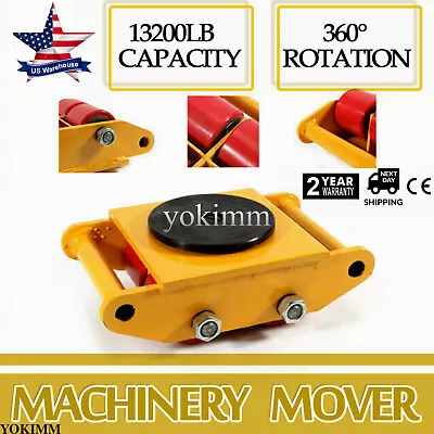 $34 • Buy 360°Rotation 6T Heavy Duty Industrial Dolly Skate Machinery Roller Mover, Yellow