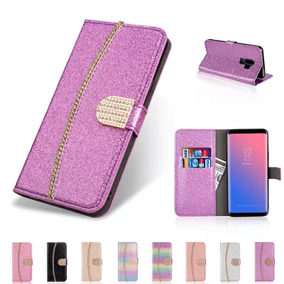 Glitter Wallet Magnetic Flip Stand Sparkle Case Cover For Samsung Galaxy Phones • $15.89