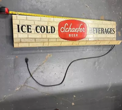 Vintage Schaefer Beer Bar Sign Light HUGE 4 FEET!  Brick Garage Man Cave Unteste • $645